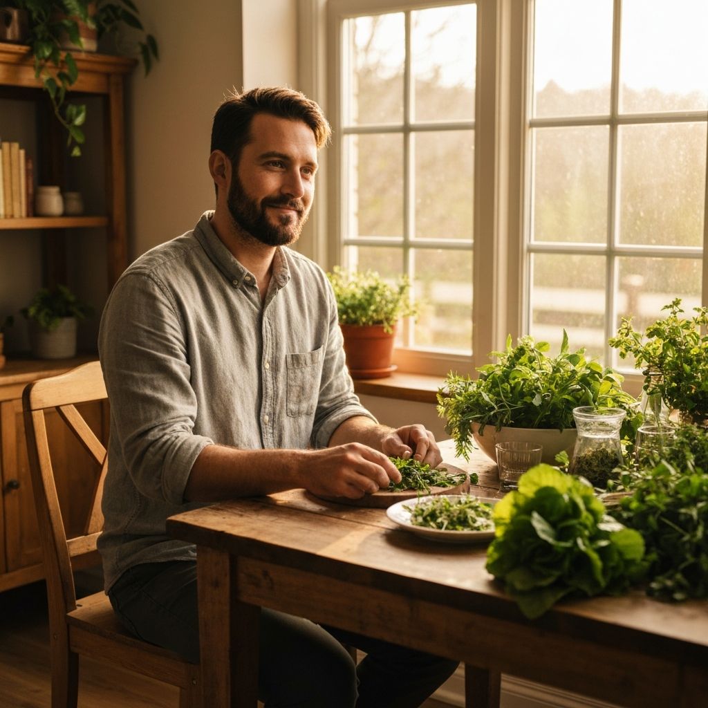 Ilustrasi bahan nabati untuk rutinitas harian